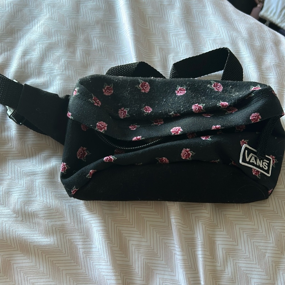 Vans Black Rose Print Belt Bag